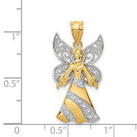 14KTwo-tone W/Rhodium Angel Pendant-K5095