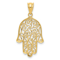 14k Filigree Hamsa Pendant-K5102