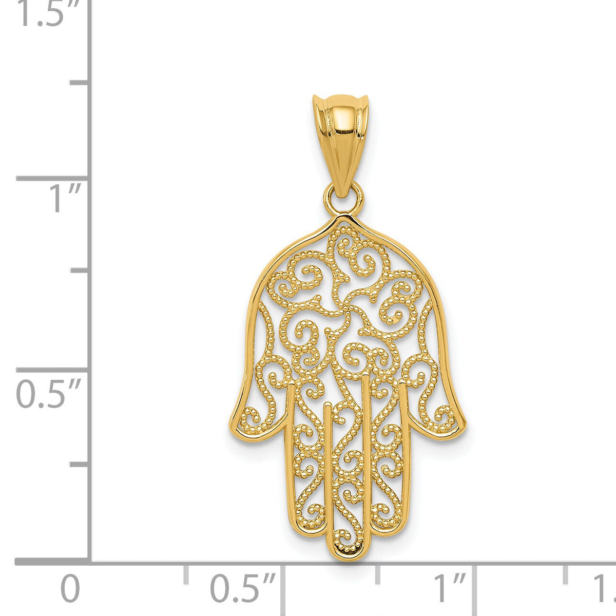 14k Filigree Hamsa Pendant-K5102