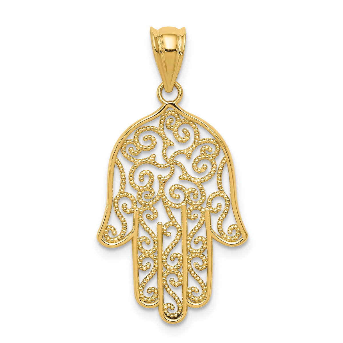 14k Filigree Hamsa Pendant-K5102
