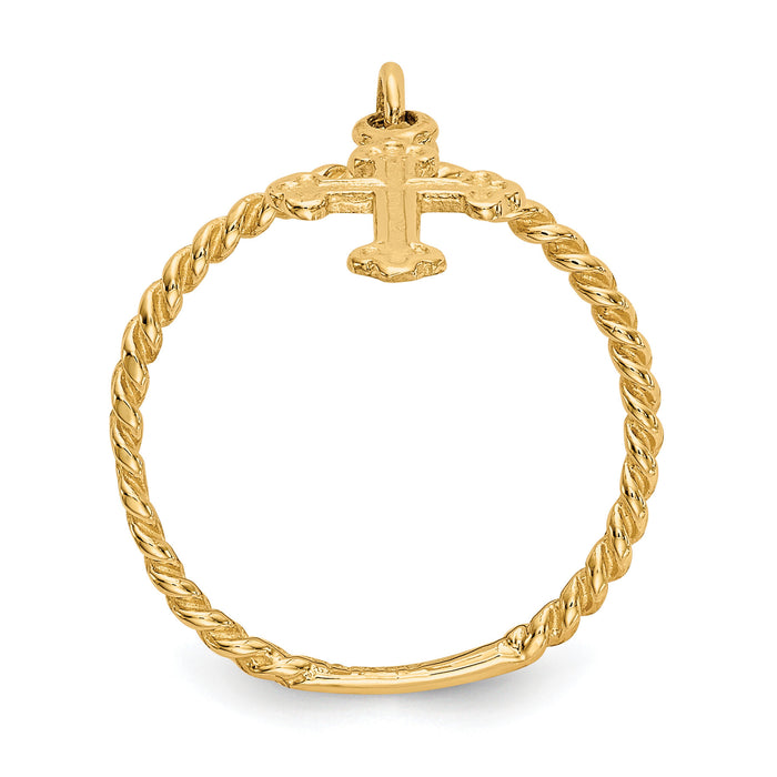 14k Cross Dangle Twisted Band Child's Ring-K5112