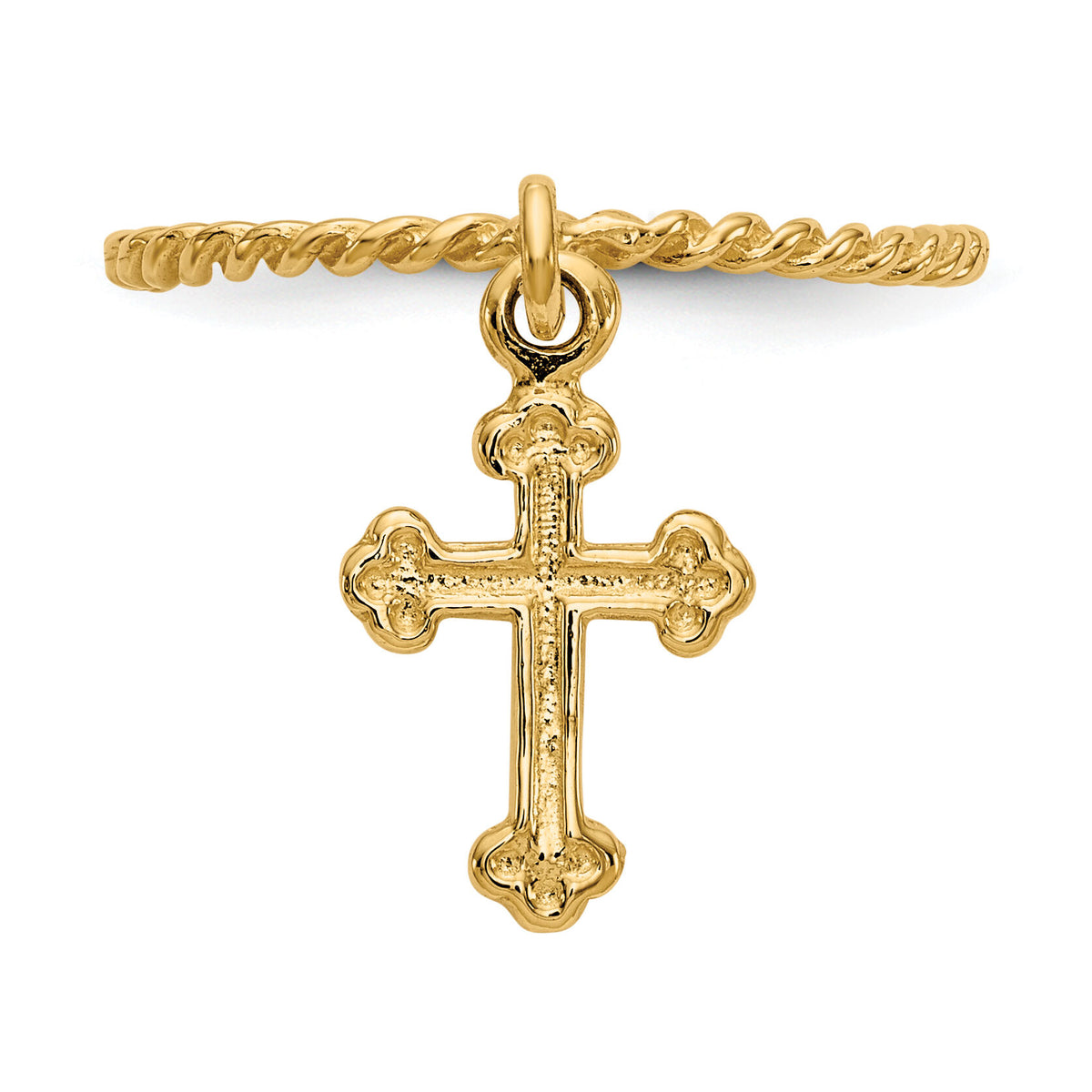 14k Cross Dangle Twisted Band Child's Ring-K5112