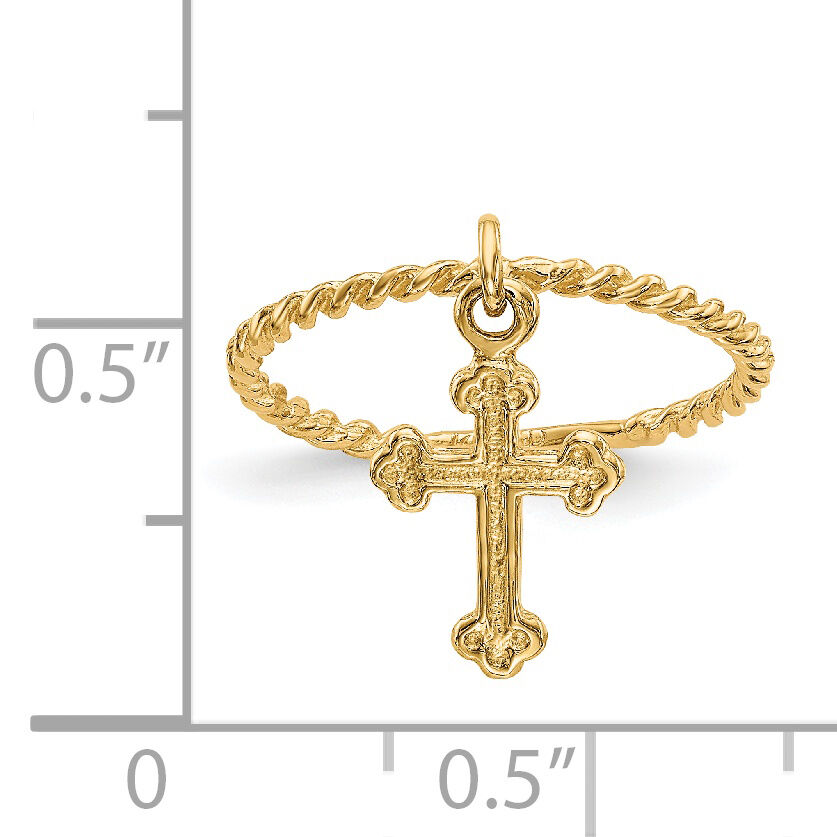 14k Cross Dangle Twisted Band Child's Ring-K5112