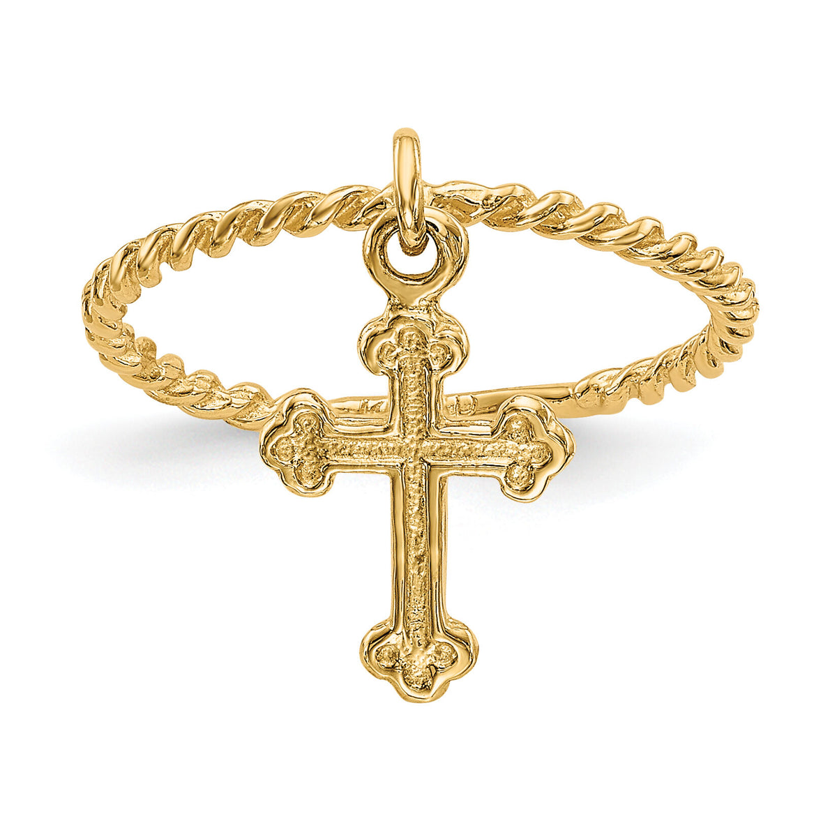 14k Cross Dangle Twisted Band Child's Ring-K5112