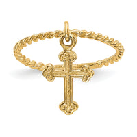 14k Cross Dangle Twisted Band Child's Ring-K5112