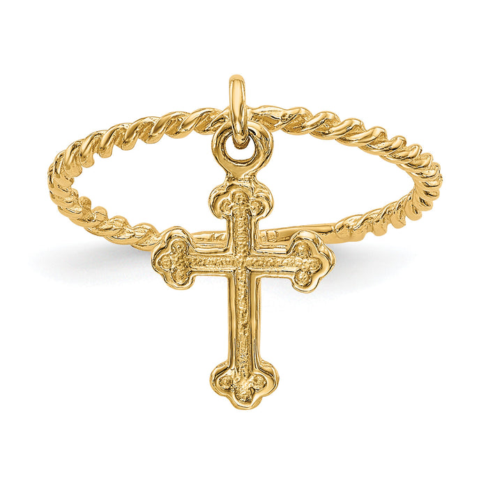 14k Cross Dangle Twisted Band Child's Ring-K5112