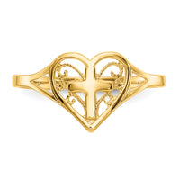 14k Polished Heart w/ Cross Ring-K5117