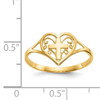 14k Polished Heart w/ Cross Ring-K5117