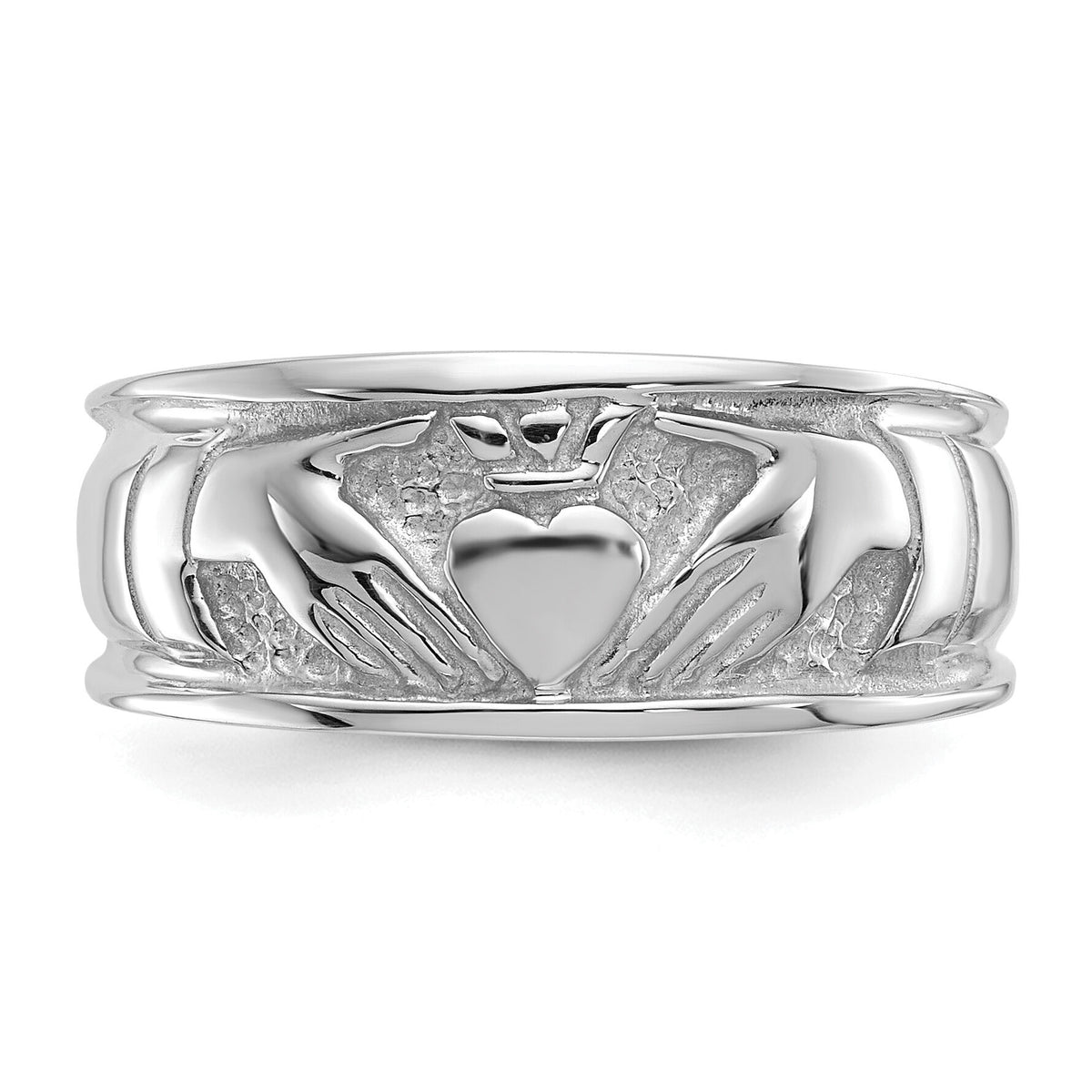 14k White Gold Ladies Polished Claddagh Band-K5119