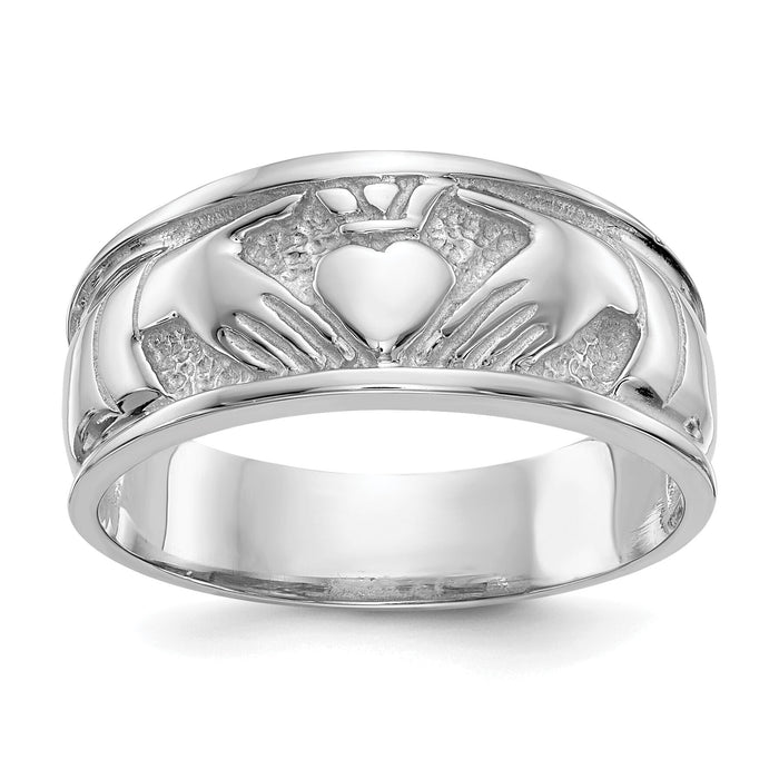14k White Gold Ladies Polished Claddagh Band-K5119