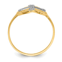 14k Yellow & White Gold Diamond Filigree Cross Ring-K5120