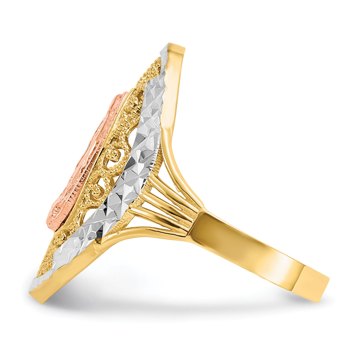 14K Two-tone w/White Rhodium Filigree Guadalupe Ring-K5121