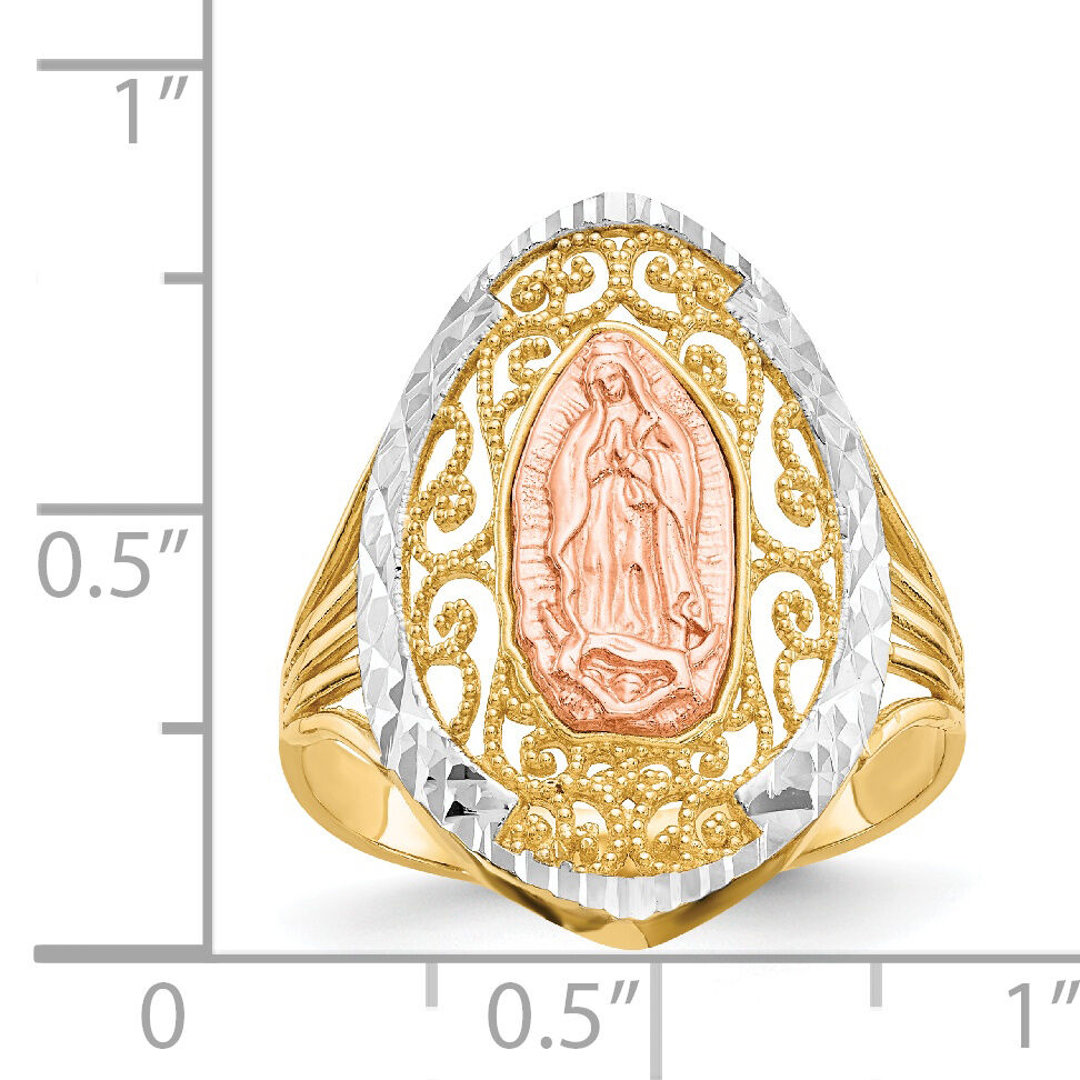 14K Two-tone w/White Rhodium Filigree Guadalupe Ring-K5121
