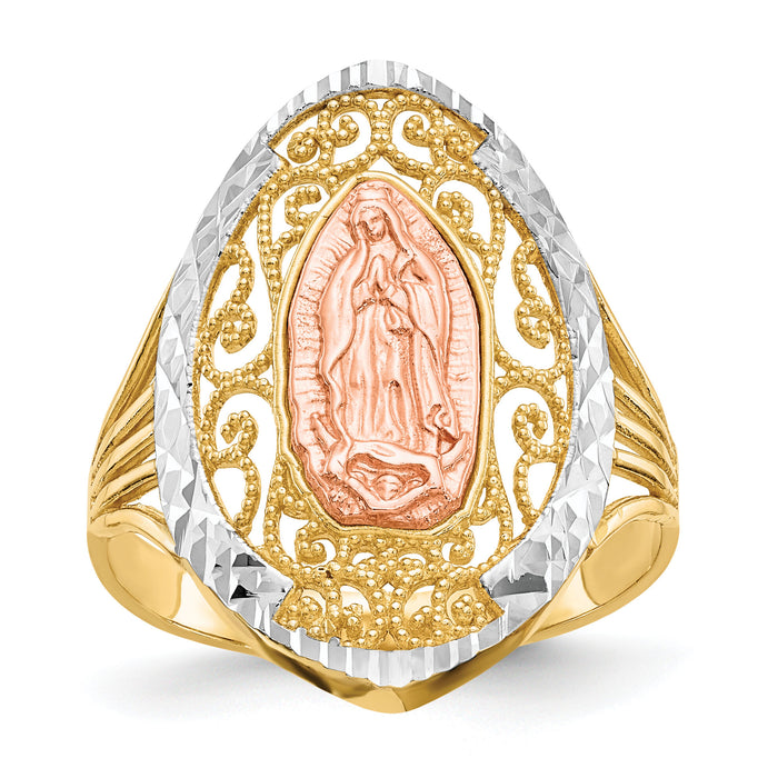14K Two-tone w/White Rhodium Filigree Guadalupe Ring-K5121