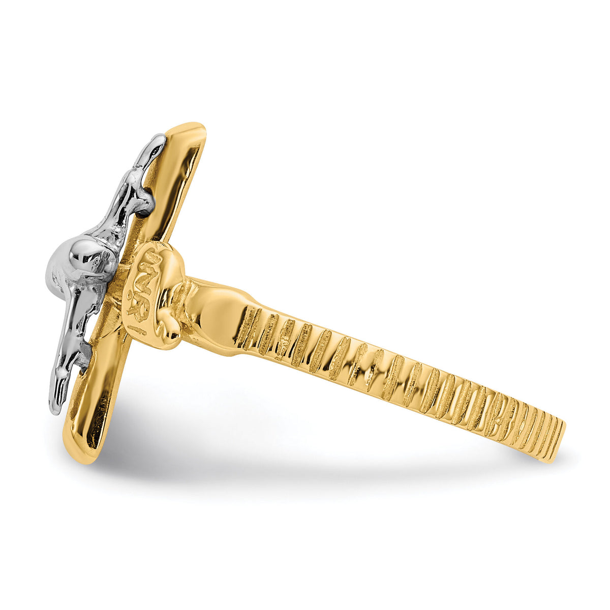14k Two-tone Polished INRI Crucifix Ring-K5122