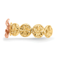 14k Yellow & Rose Gold Diamond-cut Plumeria Flower Ring-K5126