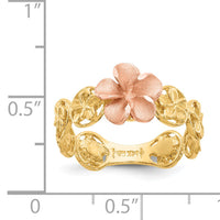14k Yellow & Rose Gold Diamond-cut Plumeria Flower Ring-K5126