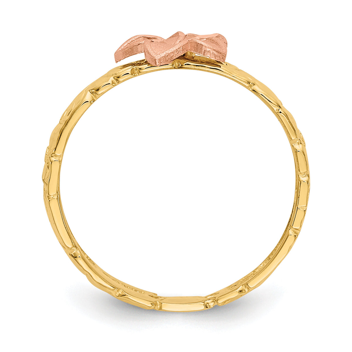 14K Two Tone Plumeria Baby Ring-K5128