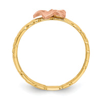 14K Two Tone Plumeria Baby Ring-K5128