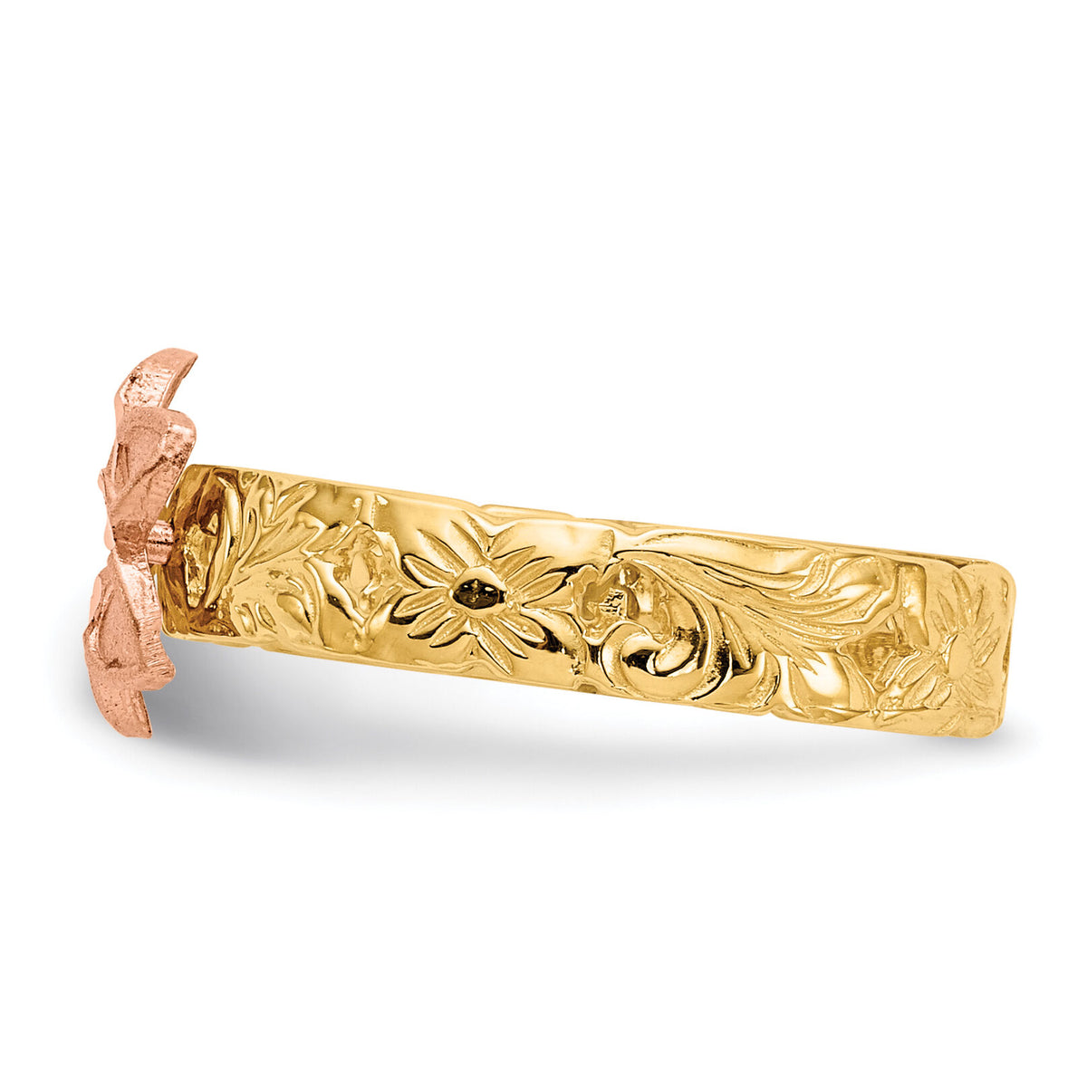 14K Two Tone Plumeria Baby Ring-K5128