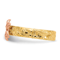 14K Two Tone Plumeria Baby Ring-K5128