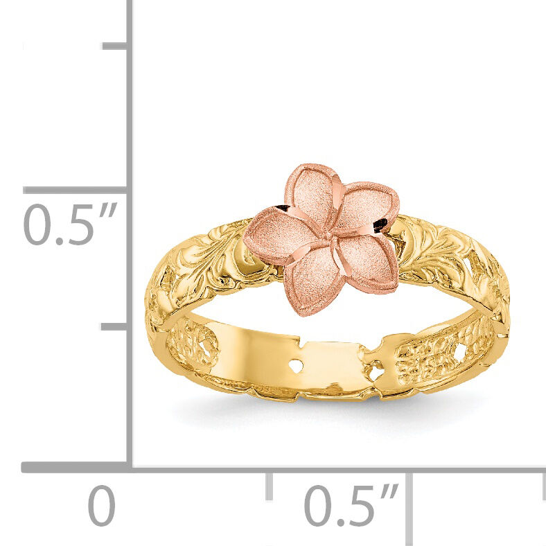 14K Two Tone Plumeria Baby Ring-K5128