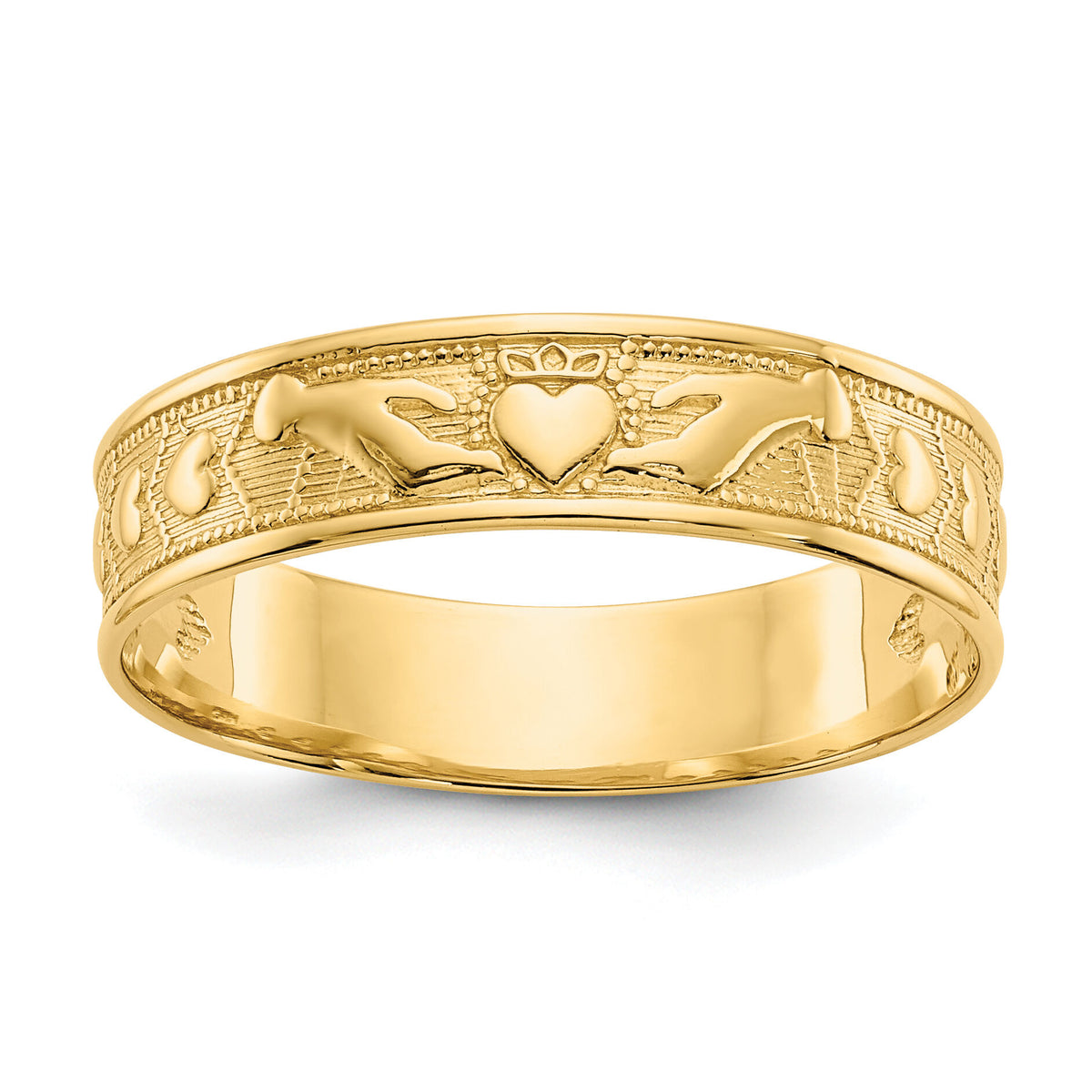 14k Polished Claddagh Band-K5135