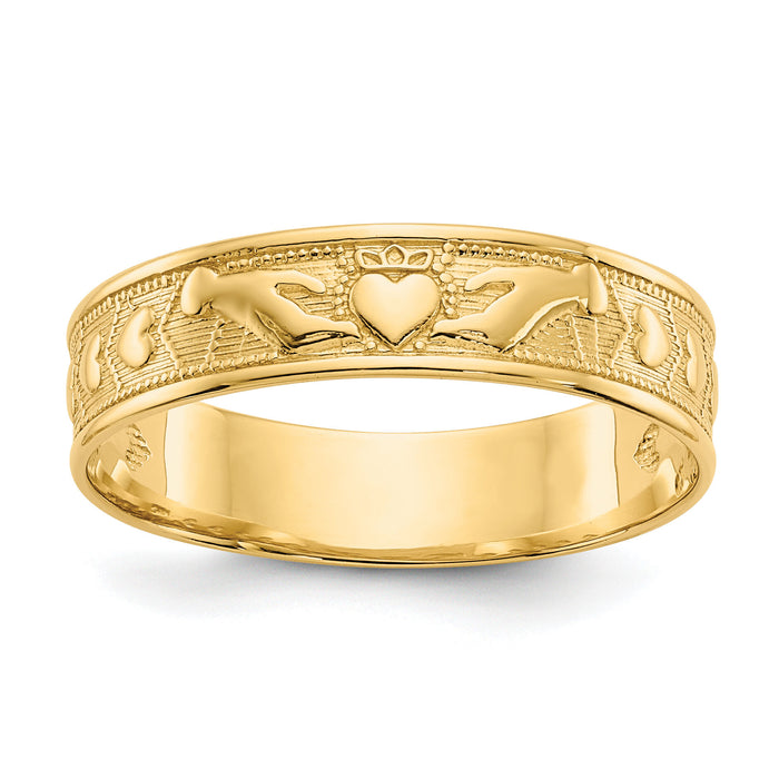 14k Polished Claddagh Band-K5135