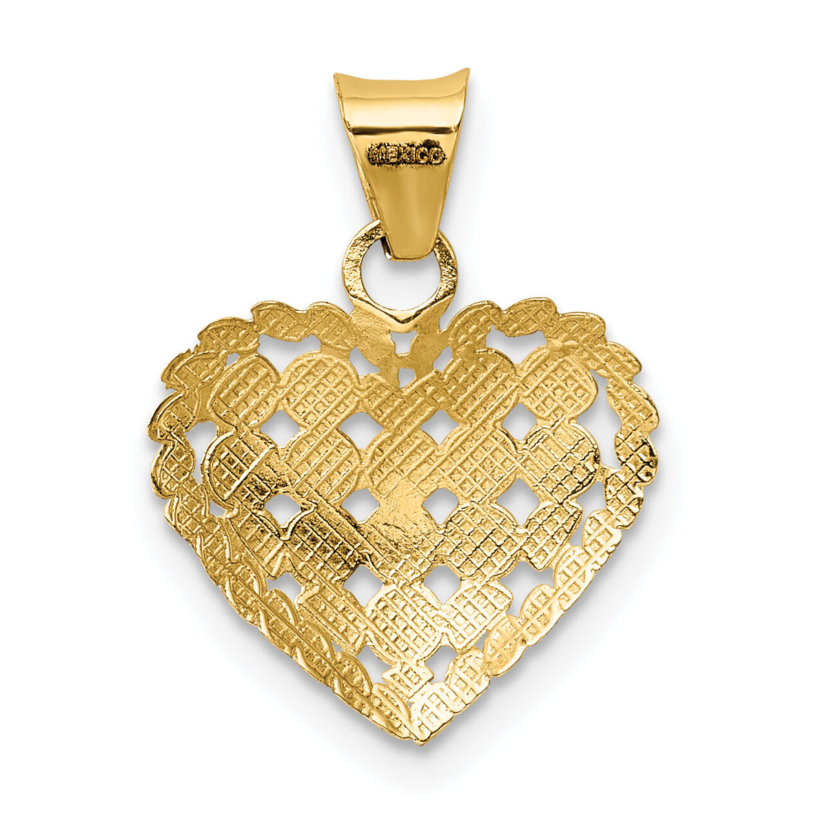 14K and White Rhodium Polished D/C Heart Pendant-K5144