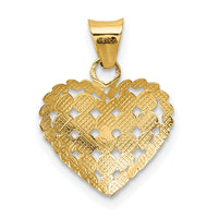 14K and White Rhodium Polished D/C Heart Pendant-K5144