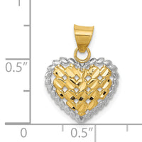 14K and White Rhodium Polished D/C Heart Pendant-K5144