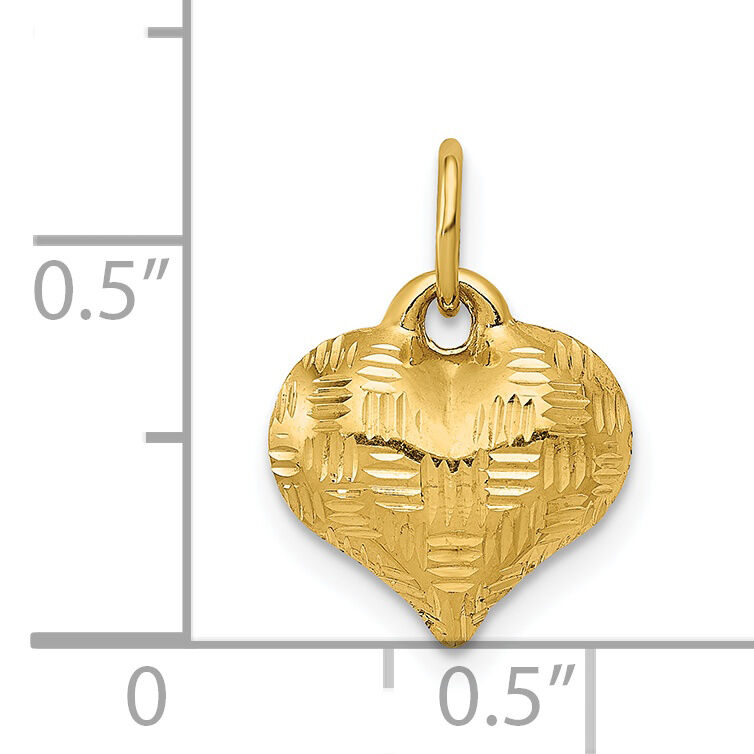 14K Polished Basket Weave Pattern 3-D Heart Pendant-K5145