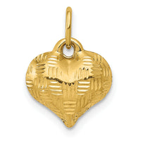 14K Polished Basket Weave Pattern 3-D Heart Pendant-K5145