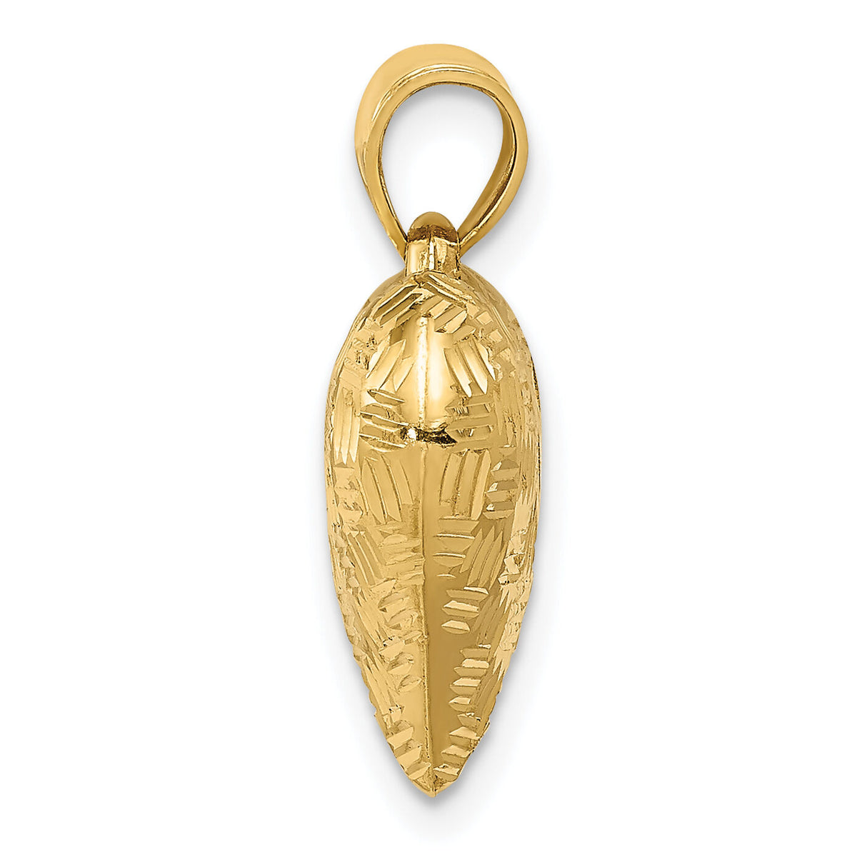 14K Polished Basket Weave Pattern 3-D Heart Pendant-K5146