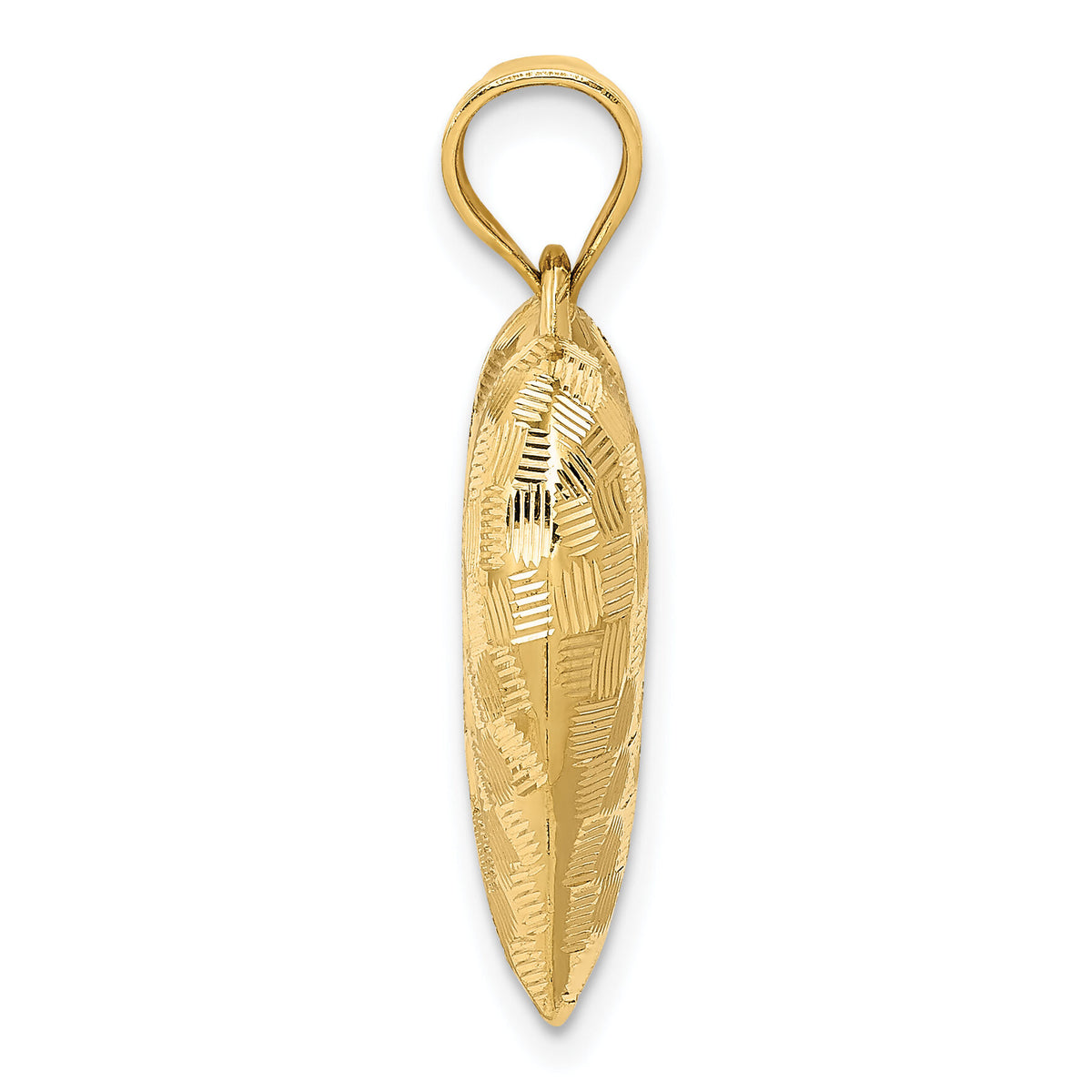 14K Polished Basket Weave Pattern 3-D Heart Pendant-K5147