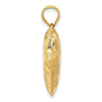 14K Polished Basket Weave Pattern 3-D Heart Pendant-K5147