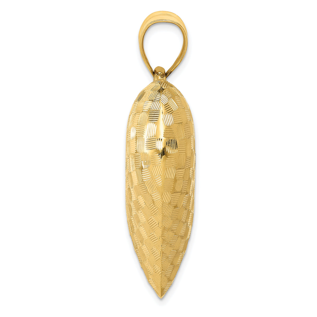 14K Polished Basket Weave Pattern 3-D Heart Pendant-K5148