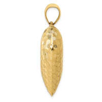 14K Polished Basket Weave Pattern 3-D Heart Pendant-K5148
