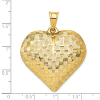 14K Polished Basket Weave Pattern 3-D Heart Pendant-K5148