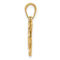 14K Polished Moveable Heart Key and Heart Lock Charm-K5150