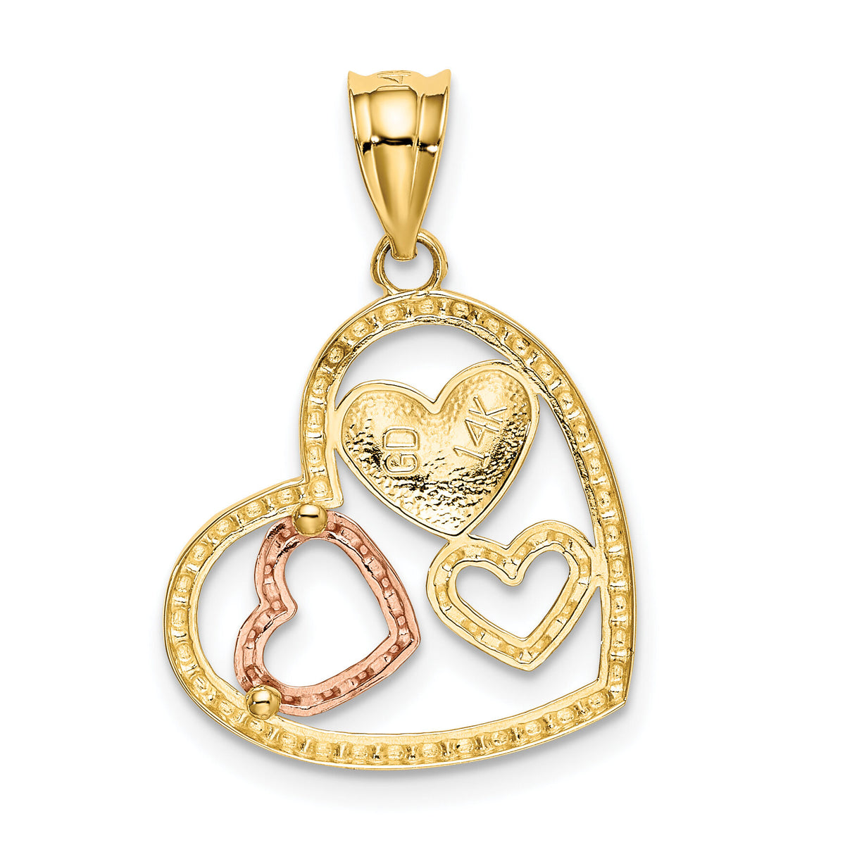 14K Two-tone w/White Rhodium Polished Hearts Pendant-K5156