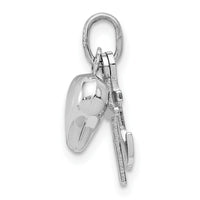 14K White Gold 3D Heart, Cross And Anchor Pendant-K5162