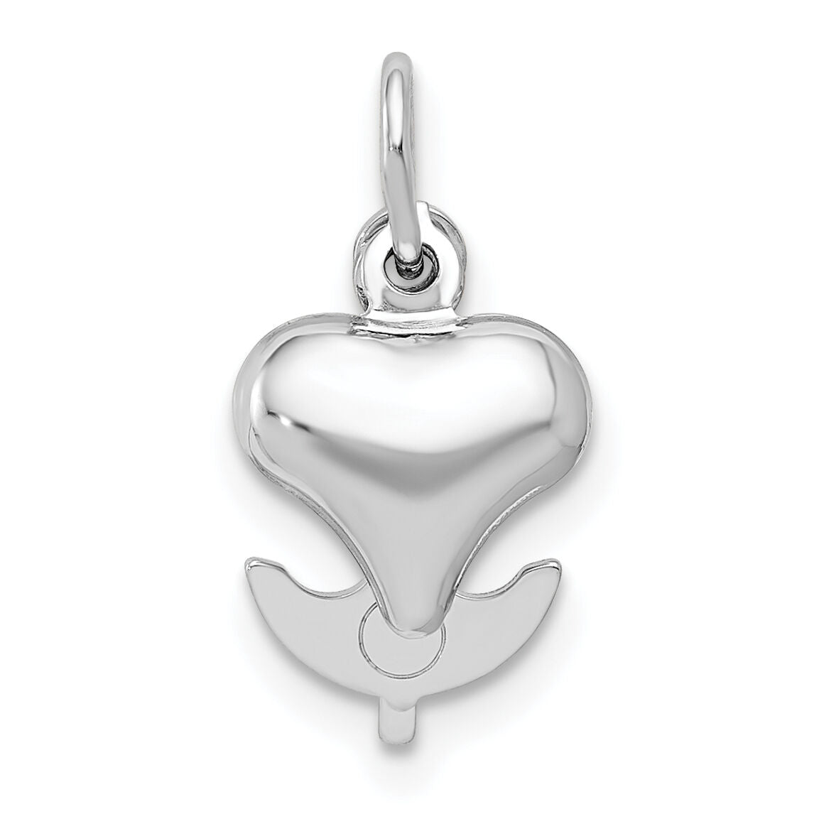 14K White Gold 3D Heart, Cross And Anchor Pendant-K5162