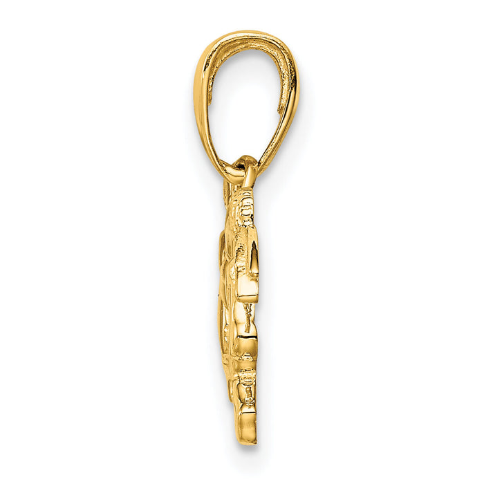 14k Flying Cherubs Holding Heart Pendant-K5163