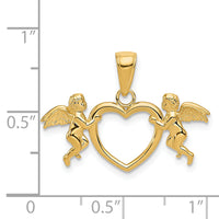 14k Flying Cherubs Holding Heart Pendant-K5163