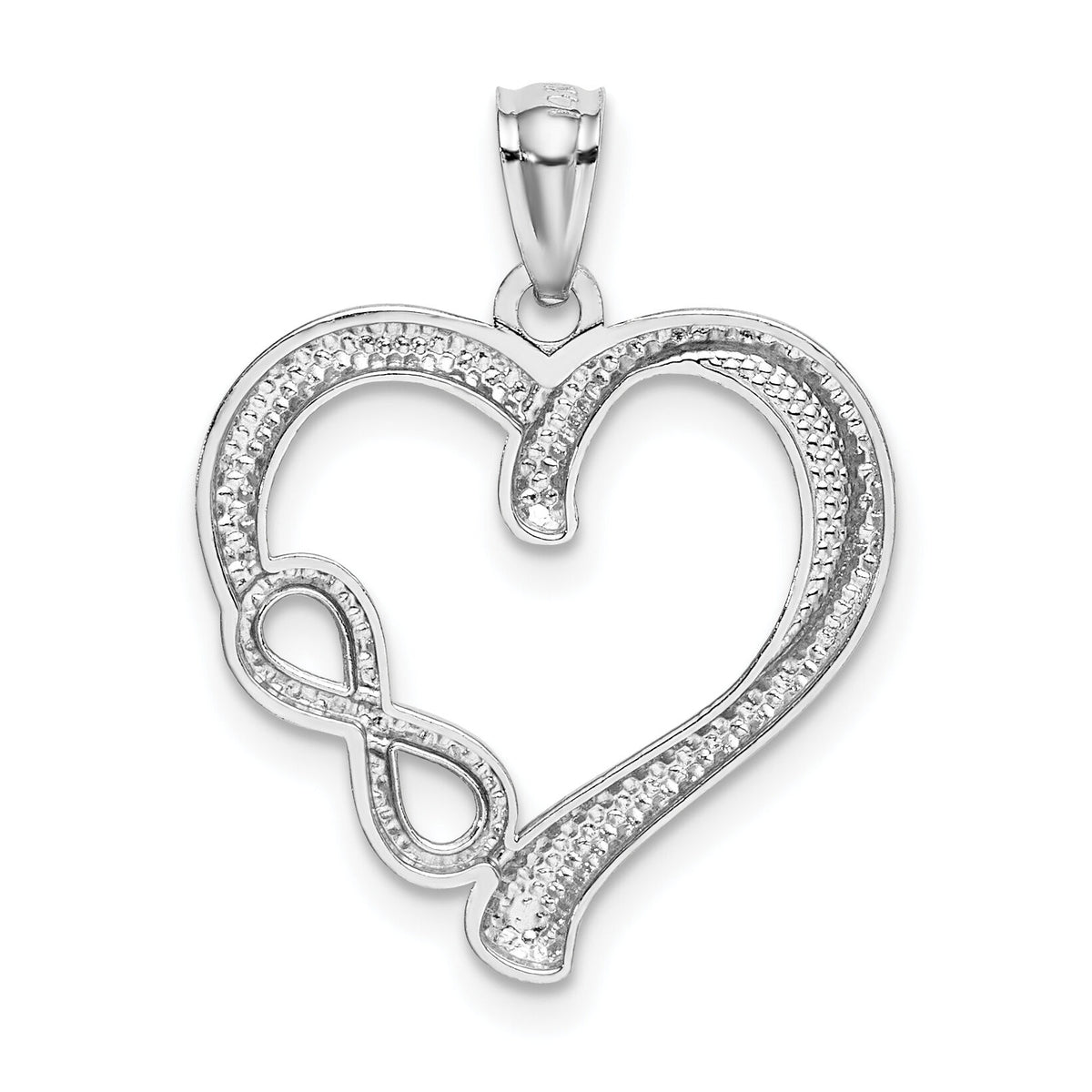 14k White Gold Polished Small Infinity Heart Pendant-K5166