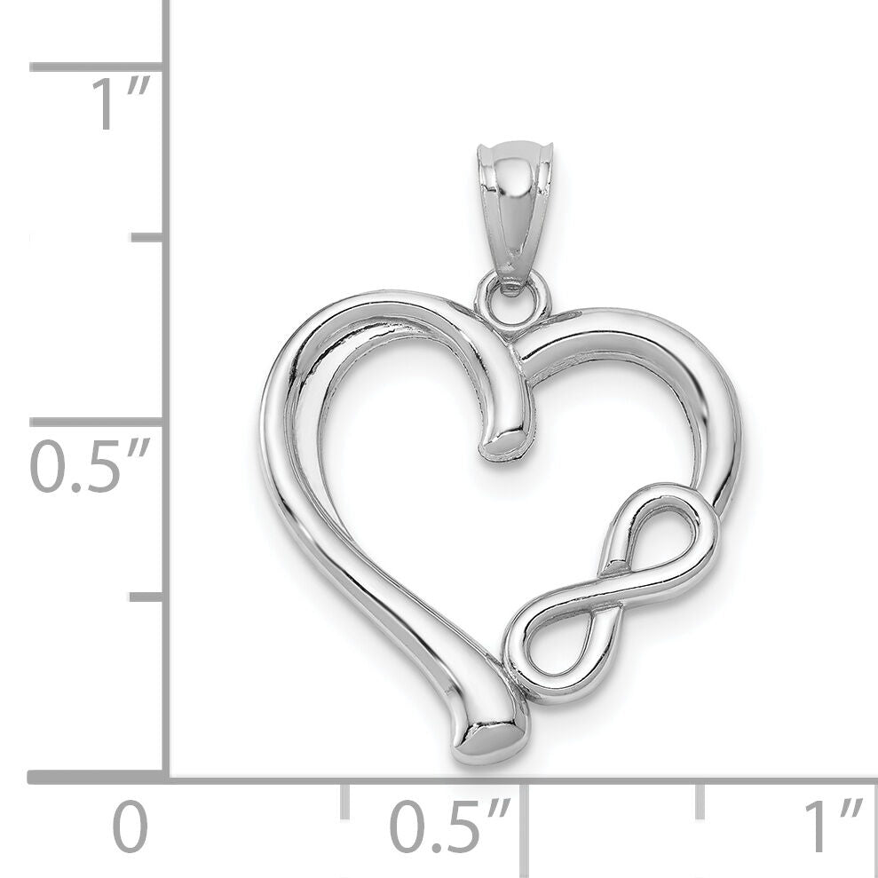 14k White Gold Polished Small Infinity Heart Pendant-K5166