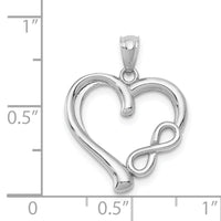 14k White Gold Polished Small Infinity Heart Pendant-K5166