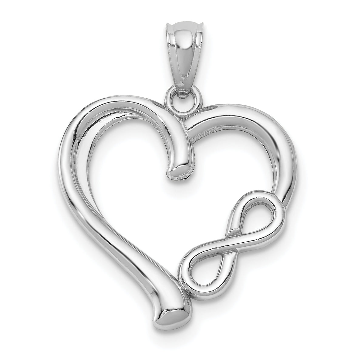 14k White Gold Polished Small Infinity Heart Pendant-K5166