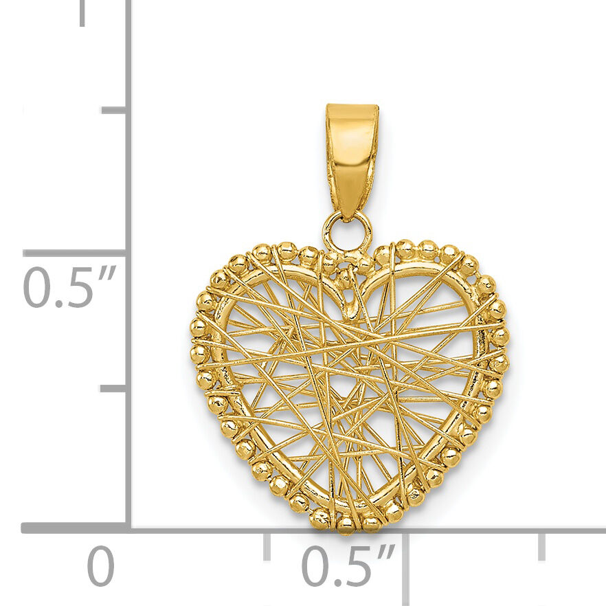 14K Polished Wire Heart Pendant-K5172